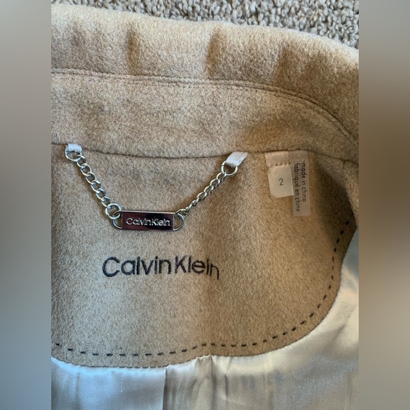 Calvin Klein Wool-Blend Button Front Coat in Camel size 2 - Picture 9 of 15